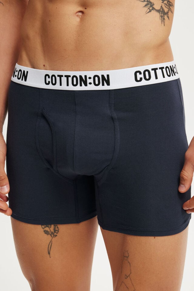 Cotton On Mens Organic Cotton Trunks True Navy/white/black