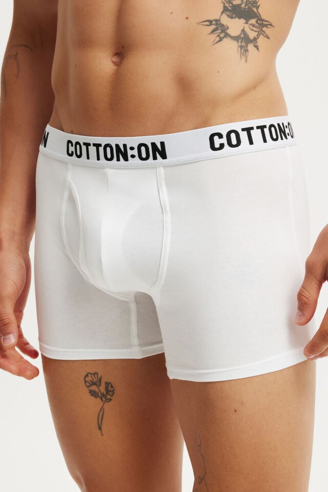 Cotton On Mens Organic Cotton Trunks White/white/black
