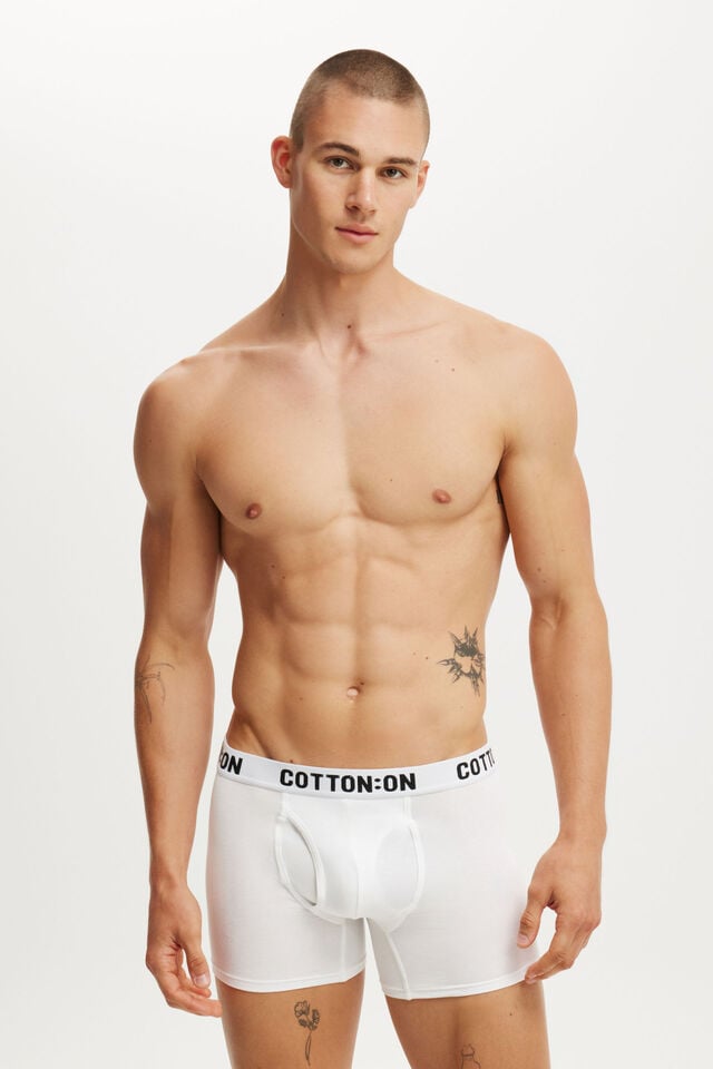 cotton on Mens Organic Cotton Trunks white/white/black