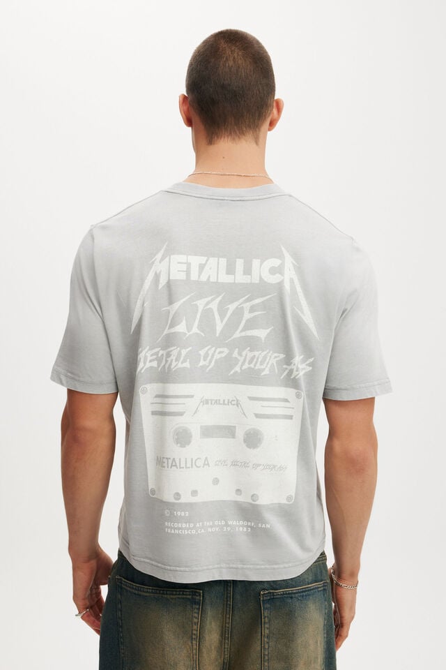 Cotton On Metallica Crop Fit T-Shirt Lcn Pro Gunpowder Grey / Metallica - Live Tap