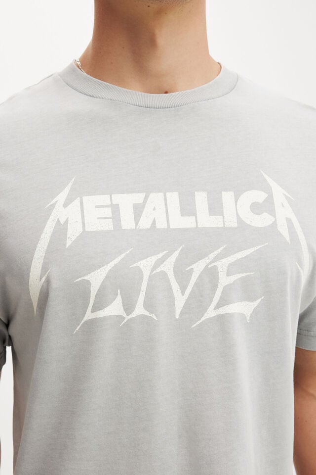 Cotton On Metallica Crop Fit T-Shirt Lcn Pro Gunpowder Grey / Metallica - Live Tap