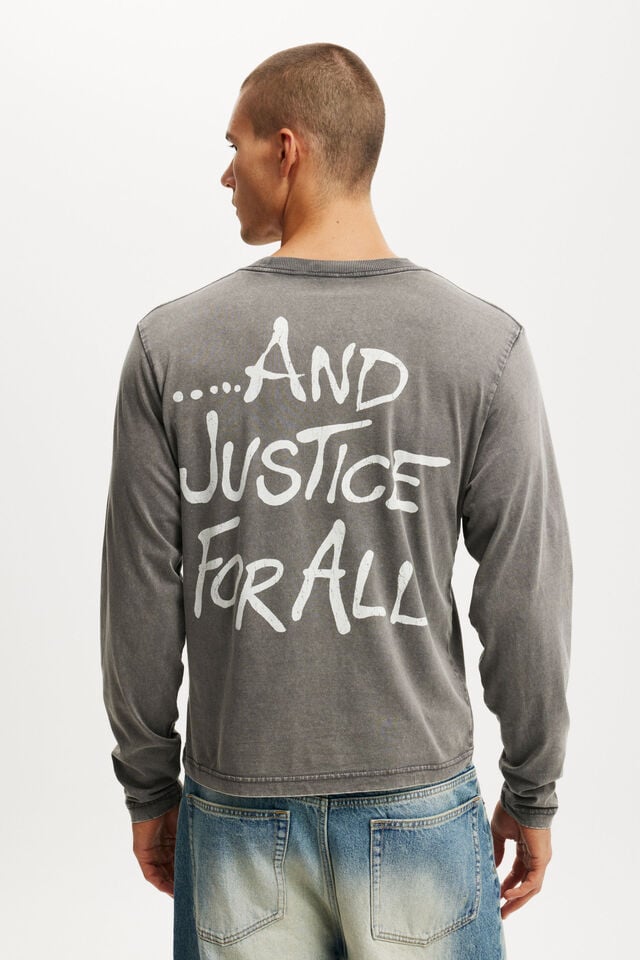 Cotton On Metallica Cropped Fit Long Sleeve T-Shirt Lcn Pro Faded Slate / Metallica - Justice