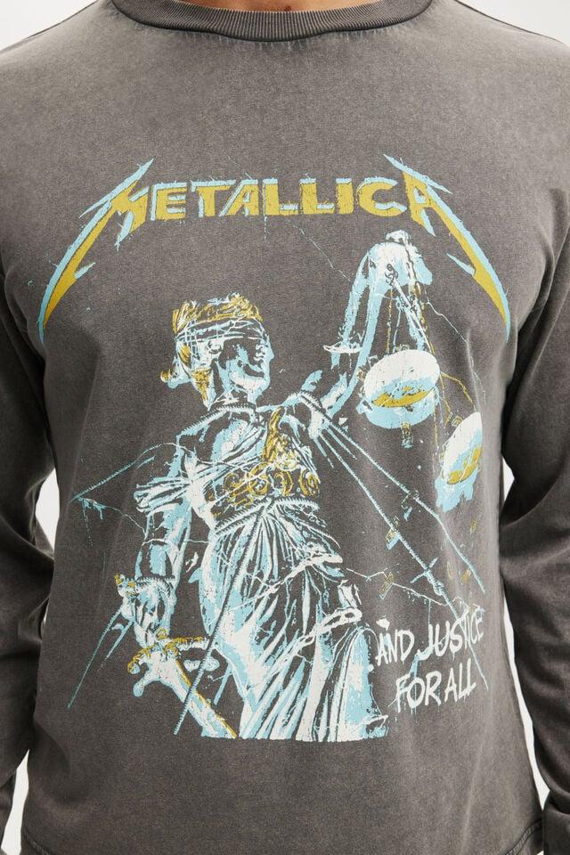 Cotton On Metallica Cropped Fit Long Sleeve T-Shirt Lcn Pro Faded Slate / Metallica - Justice