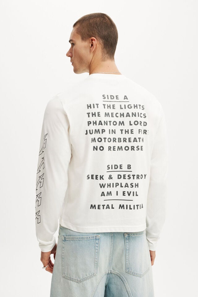 Cotton On Metallica Cropped Fit Long Sleeve T-Shirt Lcn Pro Vintage White / Metallica - Live