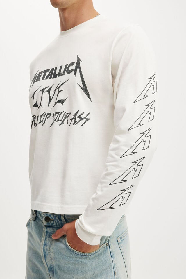 Cotton On Metallica Cropped Fit Long Sleeve T-Shirt Lcn Pro Vintage White / Metallica - Live