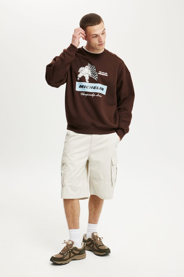 Cotton On Michelin Box Fit Crew Lcn Mic Dark Oak/michelin Championshi