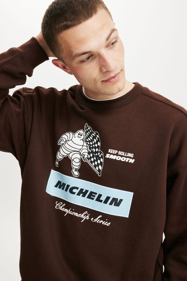 Cotton On Michelin Box Fit Crew Lcn Mic Dark Oak/michelin Championshi
