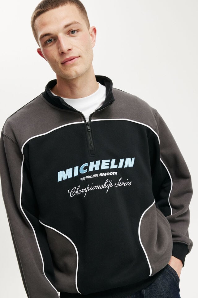 Cotton On Michelin Racing Fleece Lcn Mic Black/faded Slate/ Michelin Crest