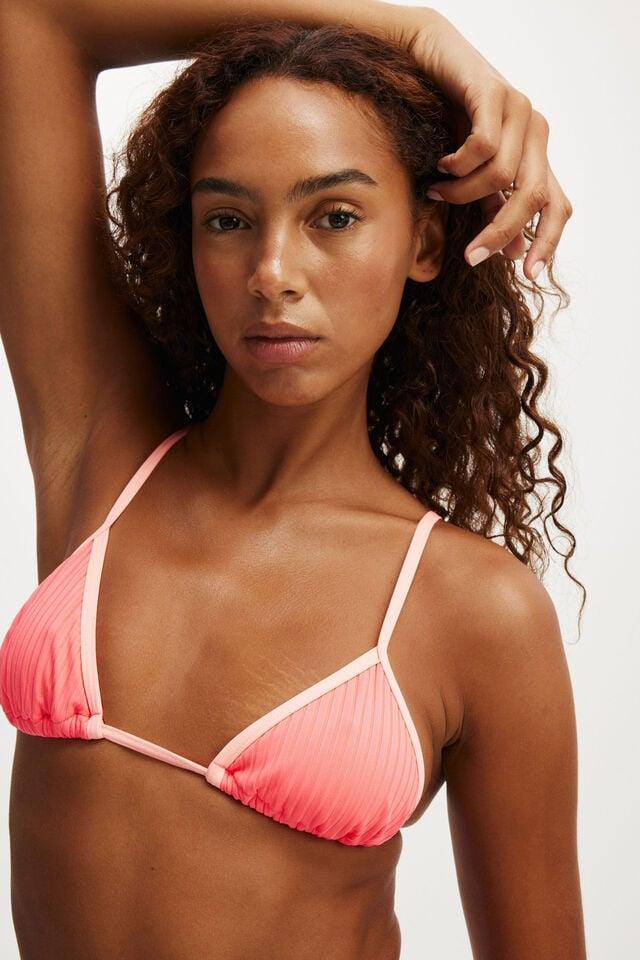 Cotton On Micro Slider Triangle Bikini Top Pink Flash Rib