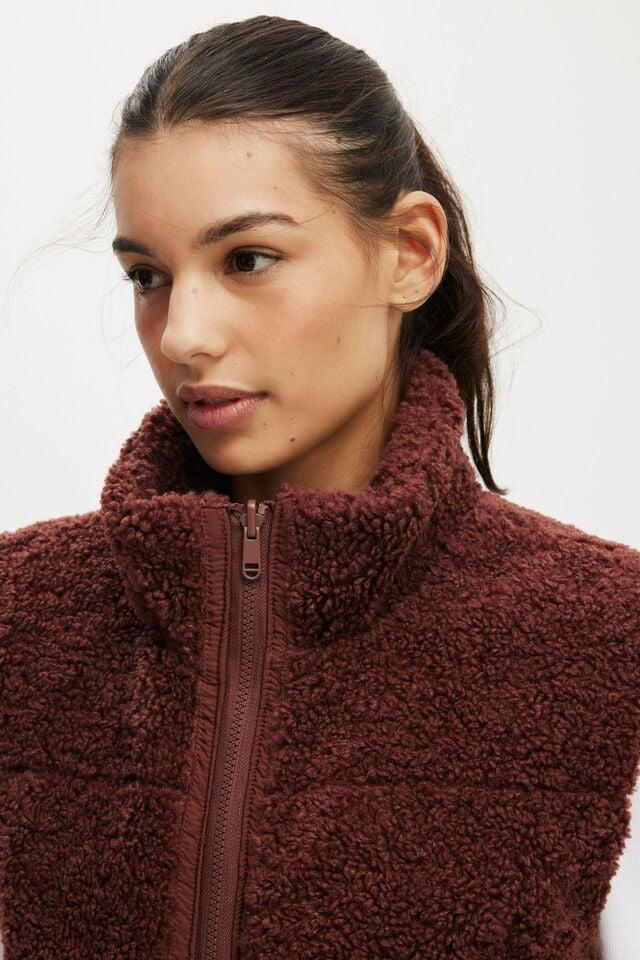 Cotton On Mother Puffer Sherpa Reversible Vest Cappuccino
