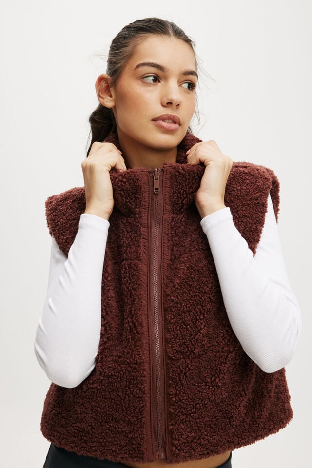 Cotton On Mother Puffer Sherpa Reversible Vest Cappuccino