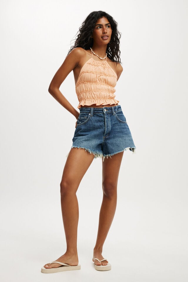 Cotton On Multi Frill Detail Halter Top Soft Orange