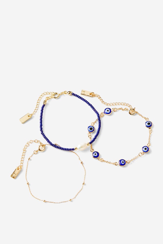 cotton on Multipack Beaded Bracelet up gold evil eye