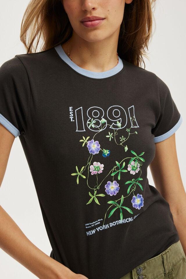 Cotton On New York Botanical Garden Baby Graphic Tee Lcn Nybg Purple Flowers/ Washed Black