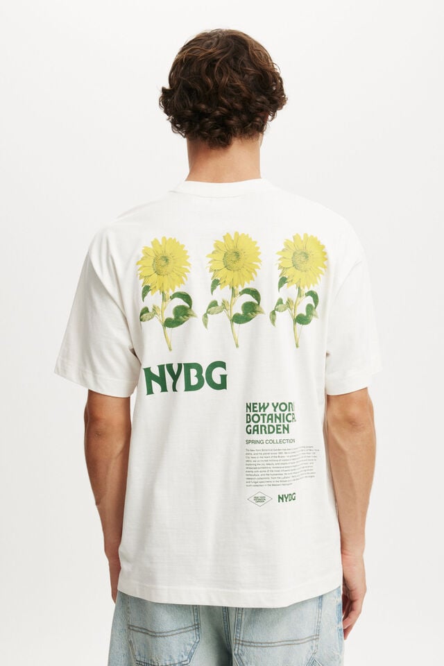 Cotton On New York Botanical Garden Box Fit T-Shirt Lcn Nybg Vintage White/nybg - Sunflowers