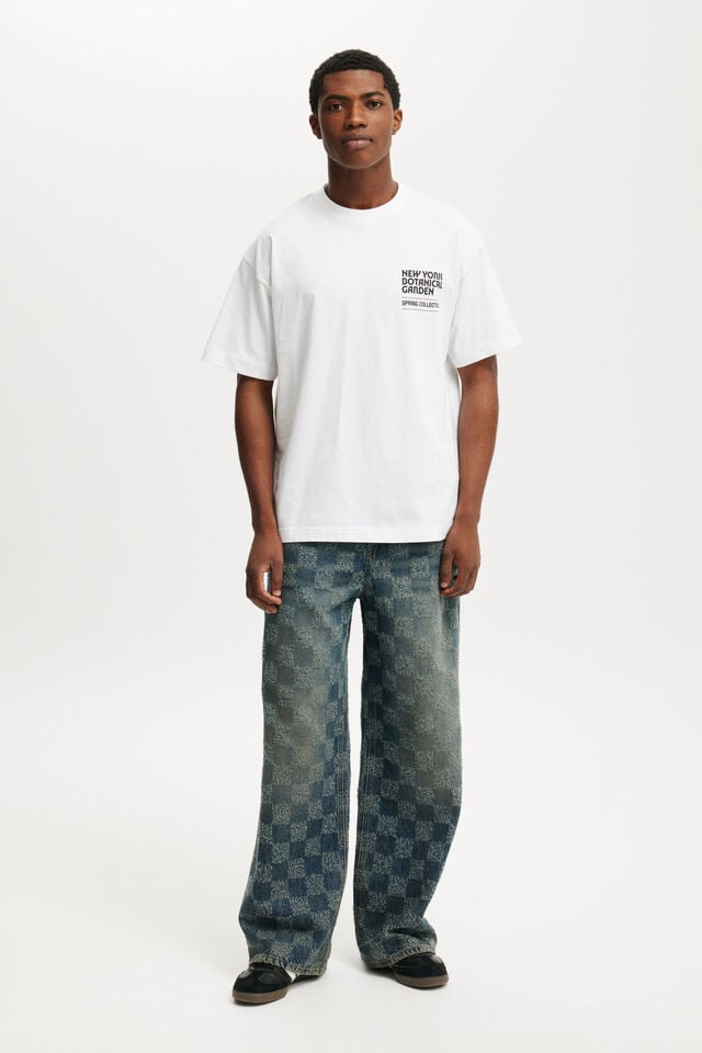 Cotton On New York Botanical Garden Box Fit T-Shirt Lcn Nybg White/nybg - Bromeliad