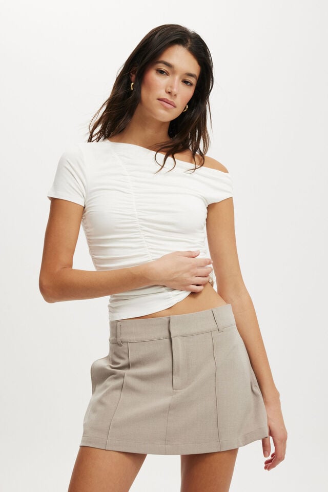 cotton on Nikki Gathered Short Sleeve Top vintage white