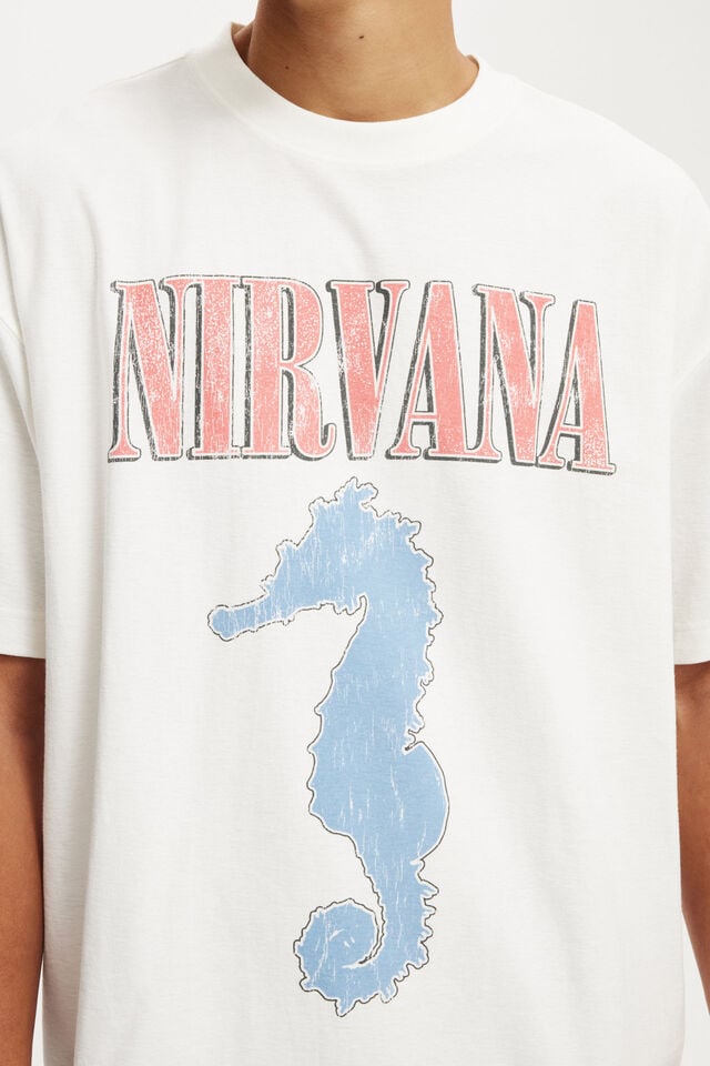 Cotton On Nirvana Box Fit T-Shirt Lcn Mt Vintage White / Nirvana - Seahorse
