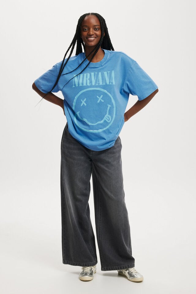 Cotton On Nirvana Boxy Graphic Tee Lcn Mt Nirvana/ Lapis Blue
