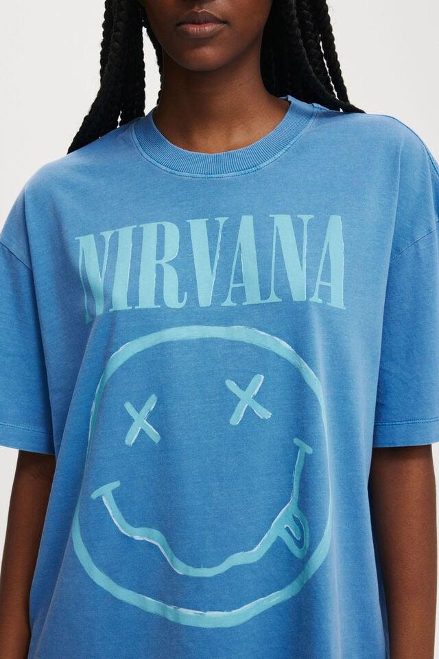cotton on Nirvana Boxy Graphic Tee lcn mt nirvana/ lapis blue