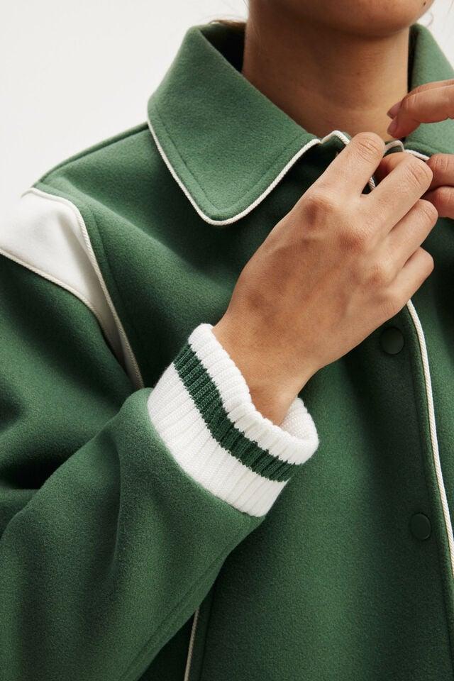 Cotton On On Field Panelled Bomber Jacket Emerald Forest