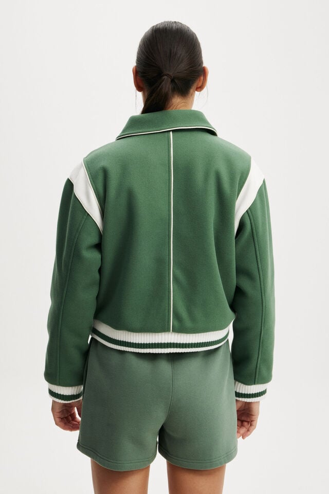 Cotton On On Field Panelled Bomber Jacket Emerald Forest