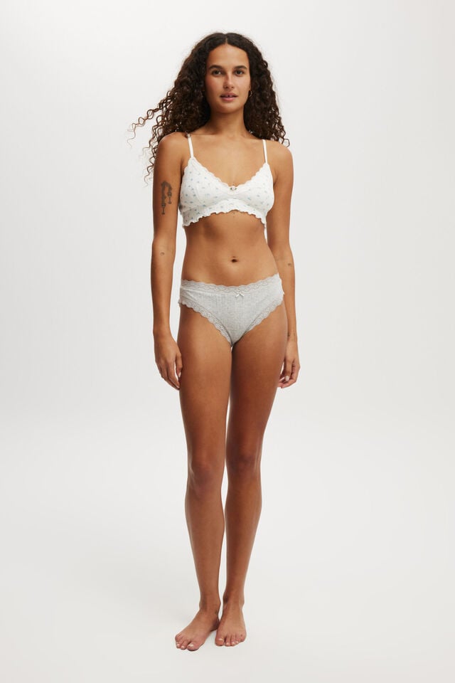 cotton on Organic Cotton Lace Bikini Brief grey marle