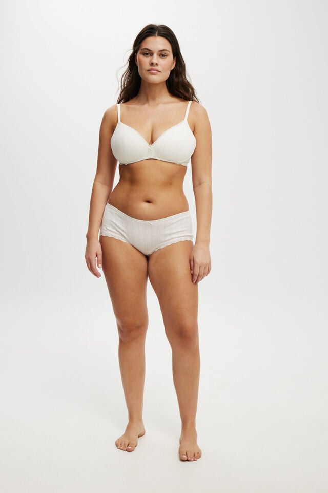 cotton on Organic Cotton Lace Boyshort Brief butterscotch marle