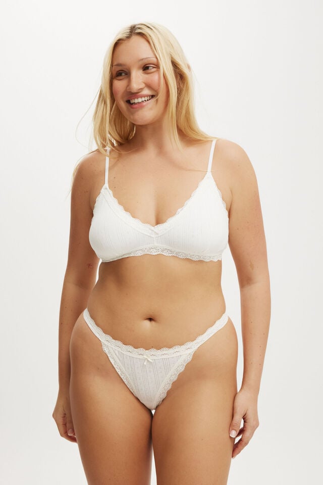 Cotton On Organic Cotton Lace Thong Brief Butterscotch Marle