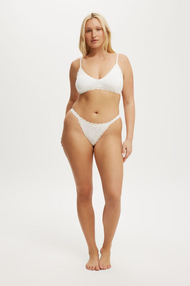 cotton on Organic Cotton Lace Thong Brief butterscotch marle