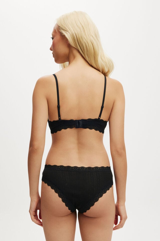 Cotton On Organic Cotton Lace Triangle Padded Bralette Black