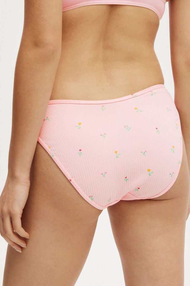 Cotton On Organic Cotton Rib Bikini Brief Lilly Ditsy Blushing Bride