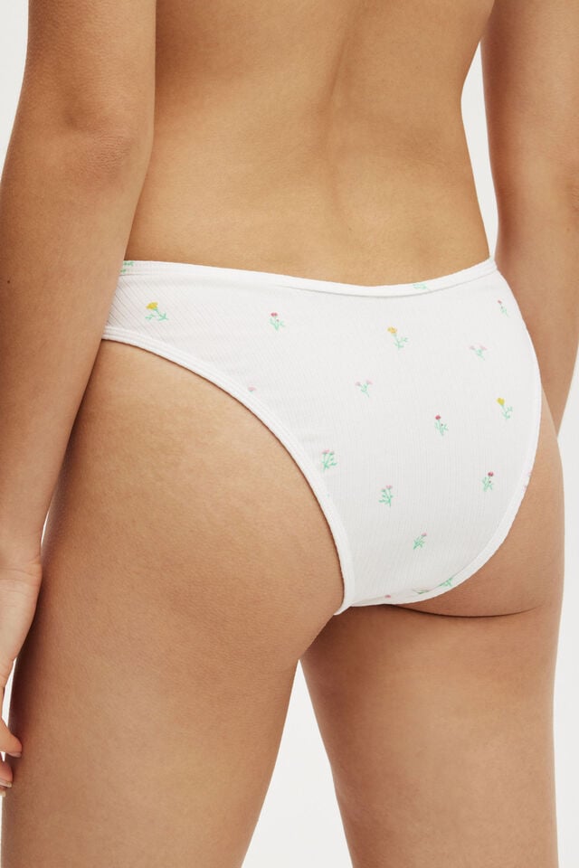 Cotton On Organic Cotton Rib Cheeky Brief Lilly Ditsy White