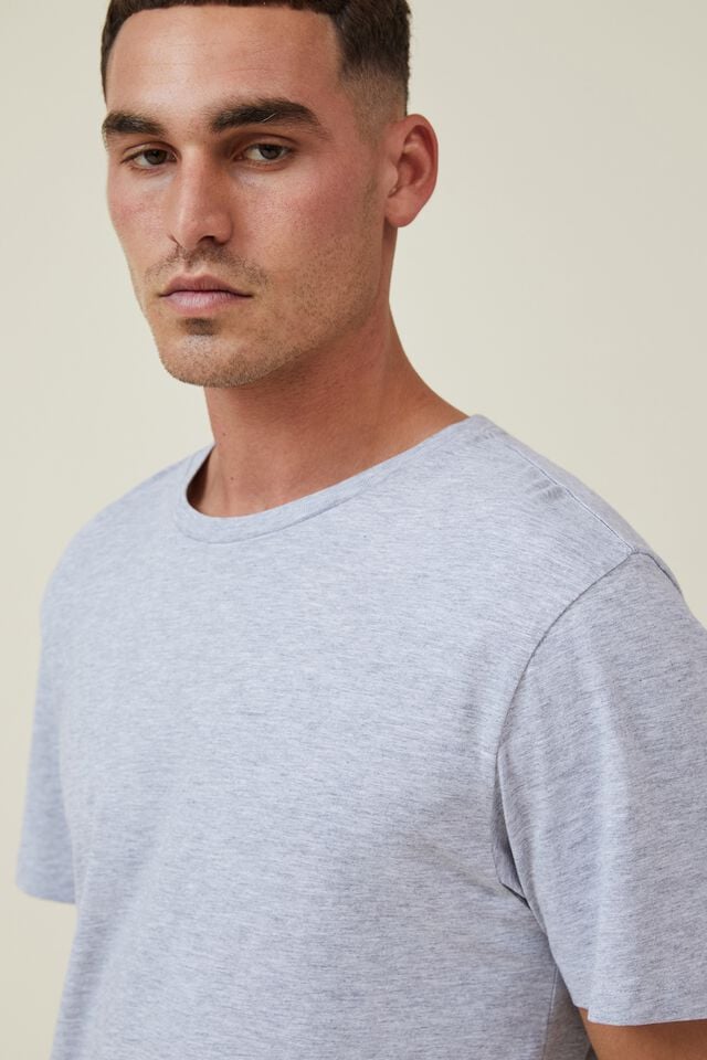 Cotton On Organic Regular Fit Crew T-Shirt Light Grey Marle