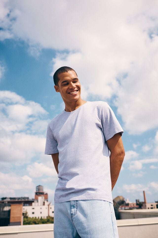 Cotton On Organic Regular Fit Crew T-Shirt Light Grey Marle