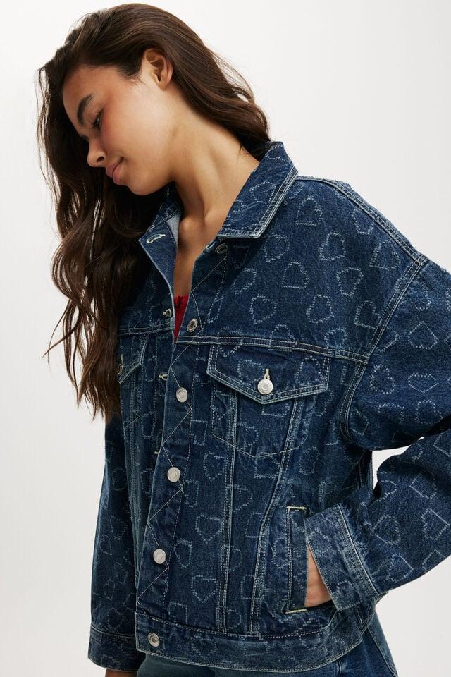 Cotton On Original Denim Jacket Atlantic Blue/heart