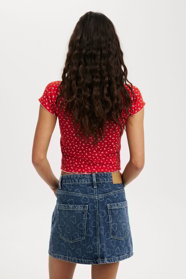 Cotton On Original Denim Mini Skirt Atlantic Blue/heart