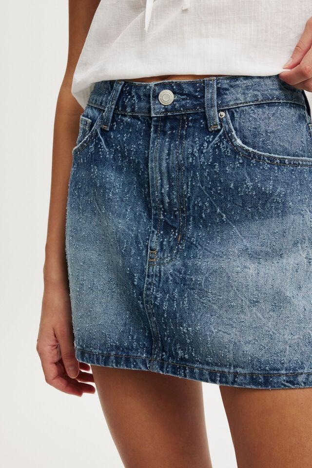 Cotton On Original Denim Mini Skirt Rail Blue Texture
