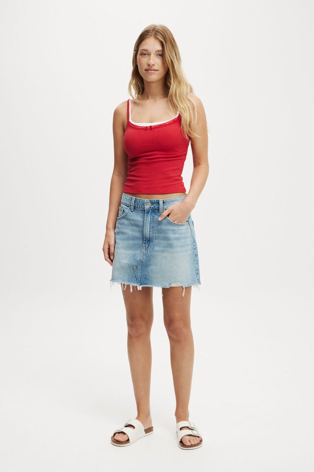 Cotton On Original Denim Mini Skirt Saltwater Blue Worn