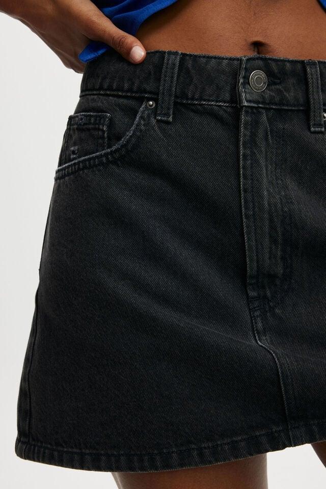 Cotton On Original Denim Mini Skirt Vintage Black Worn