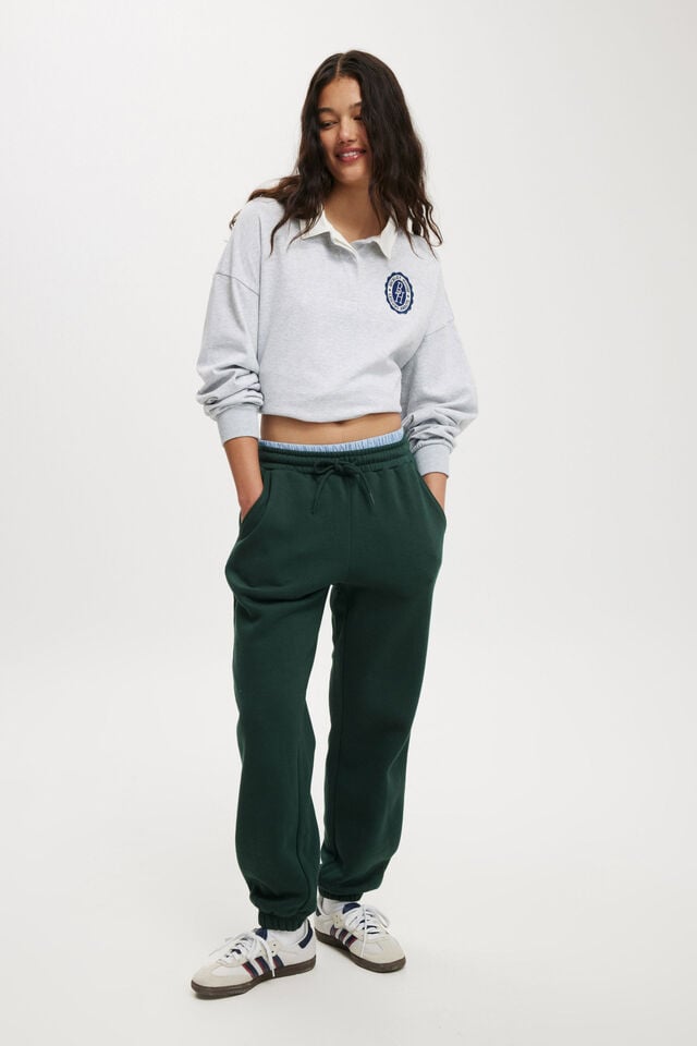 Cotton On Oversized Long Sleeve Polo Beckley / Soft Grey Marle