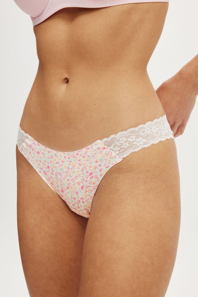 Cotton On Party Pants Seamless Cheeky Brief Damari Floral Pink