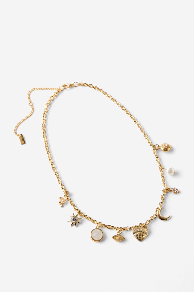 cotton on Pendant Necklace up celestial multi charm gold