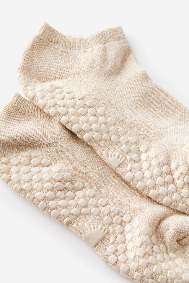 Cotton On Performance Studio Sock Practice Wellness Oatmeal Contrast