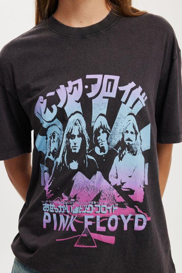 Cotton On Pink Floyd Music Boxy Graphic Tee Lcn Per Pink Floyd Gradient/washed Black