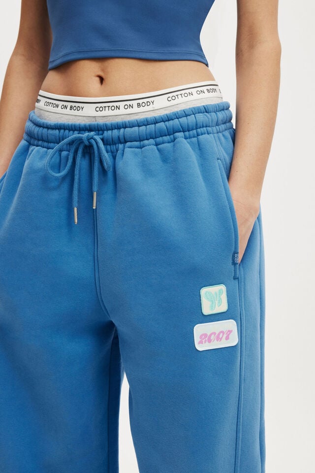 Cotton On Plush Essential Barrel Sweatpant Evening Tide/badge