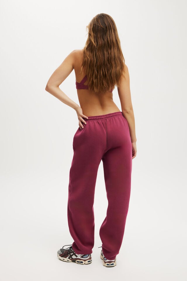 Cotton On Plush Essential Barrel Sweatpant Sangria/badge