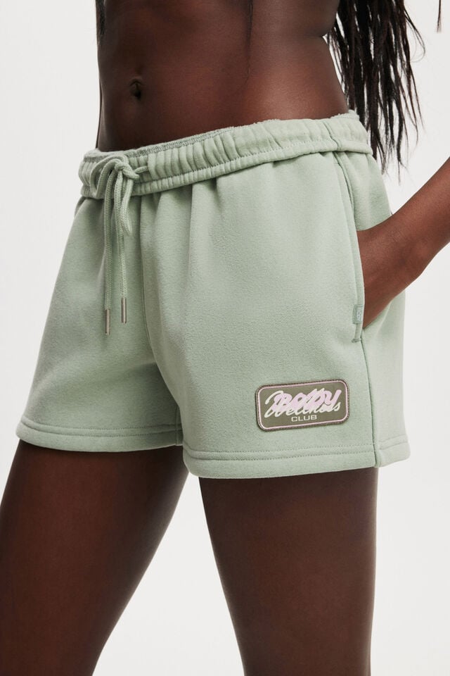Cotton On Plush Essential Gym Short Iceberg Green/badge