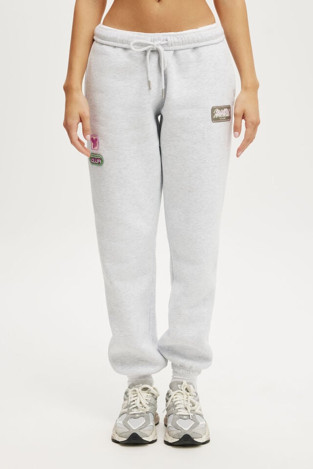 Cotton On Plush Essential Gym Sweatpant Cloudy Grey Marle/badge