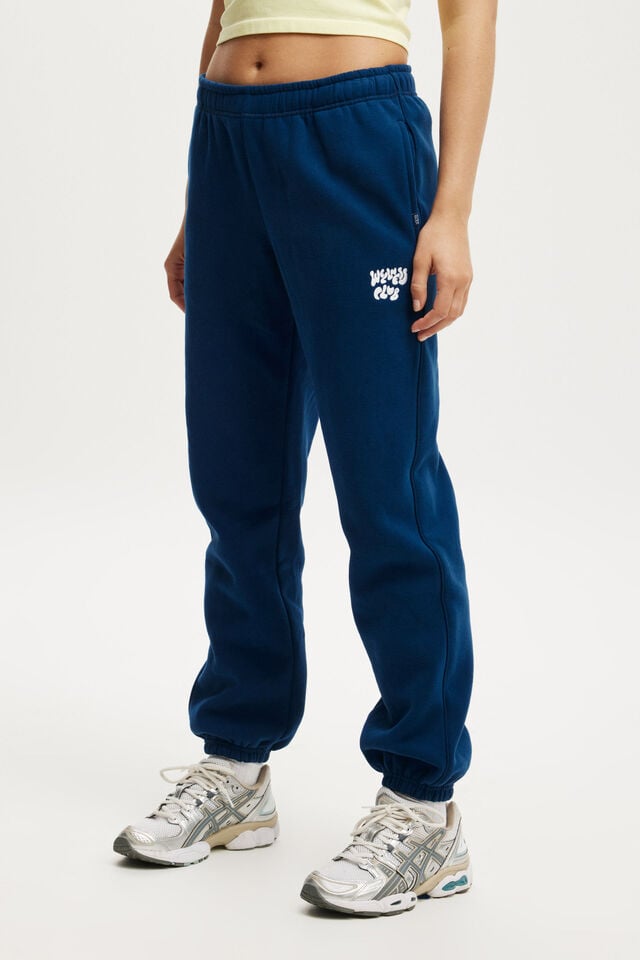 Cotton On Plush Essential Gym Sweatpant Navy Peony/wellness Club